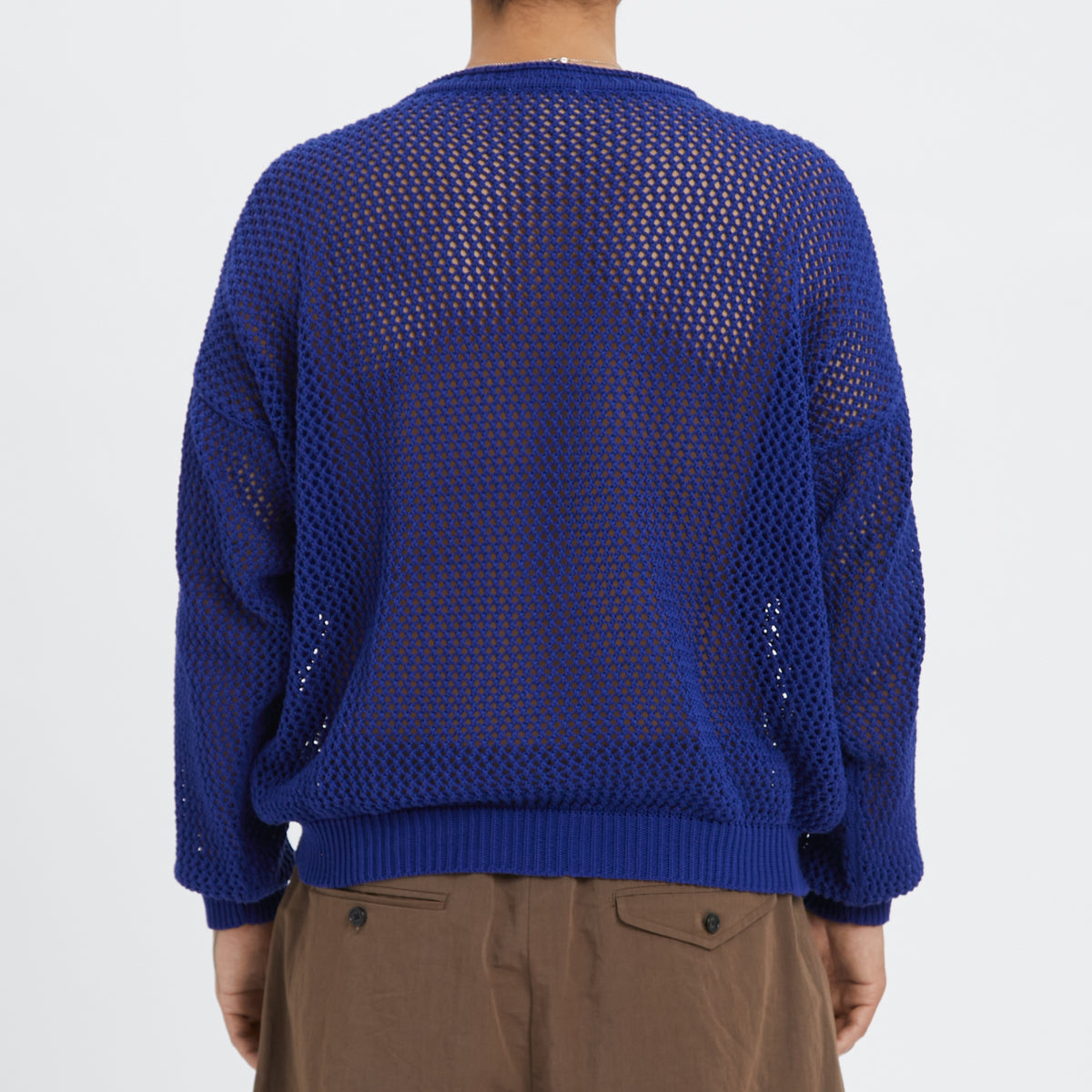 Open Knit Sweater - Royal Blue Cotton