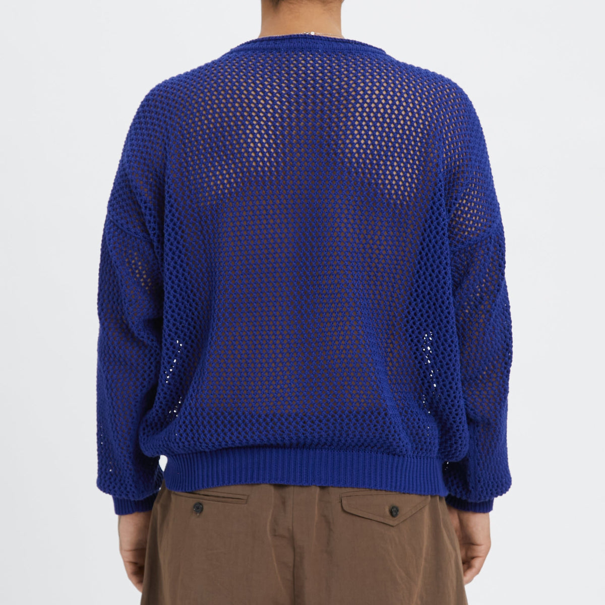 Open Knit Sweater - Royal Blue Cotton