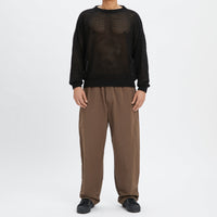 Open Knit Sweater - Black Cotton