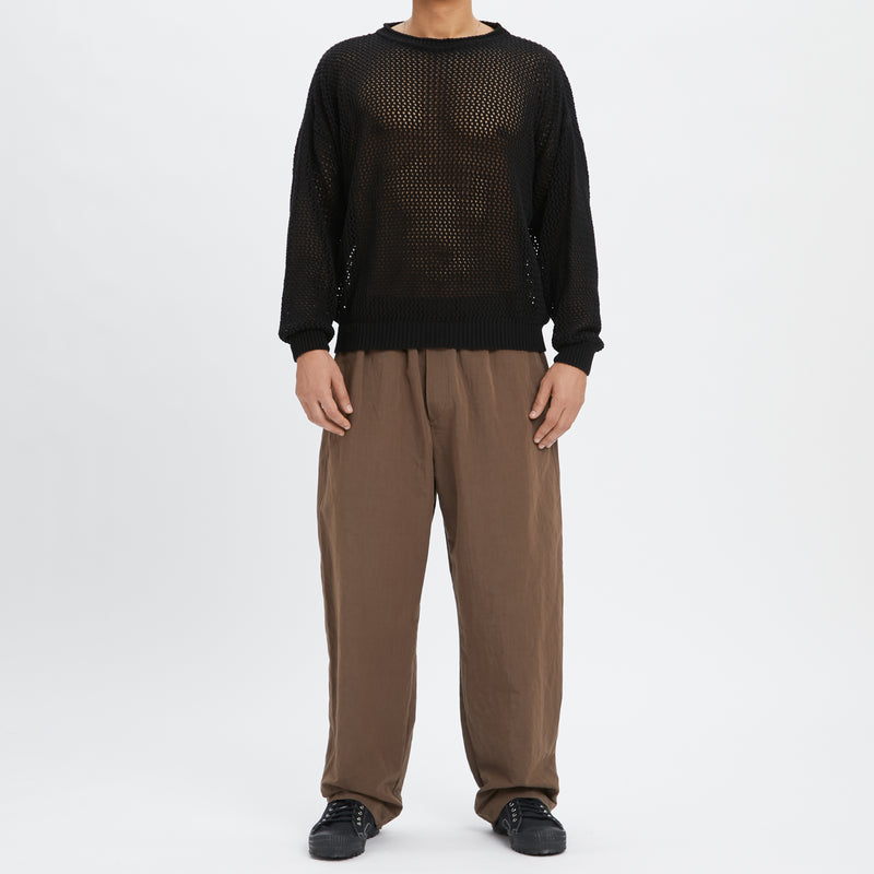 Open Knit Sweater - Black Cotton