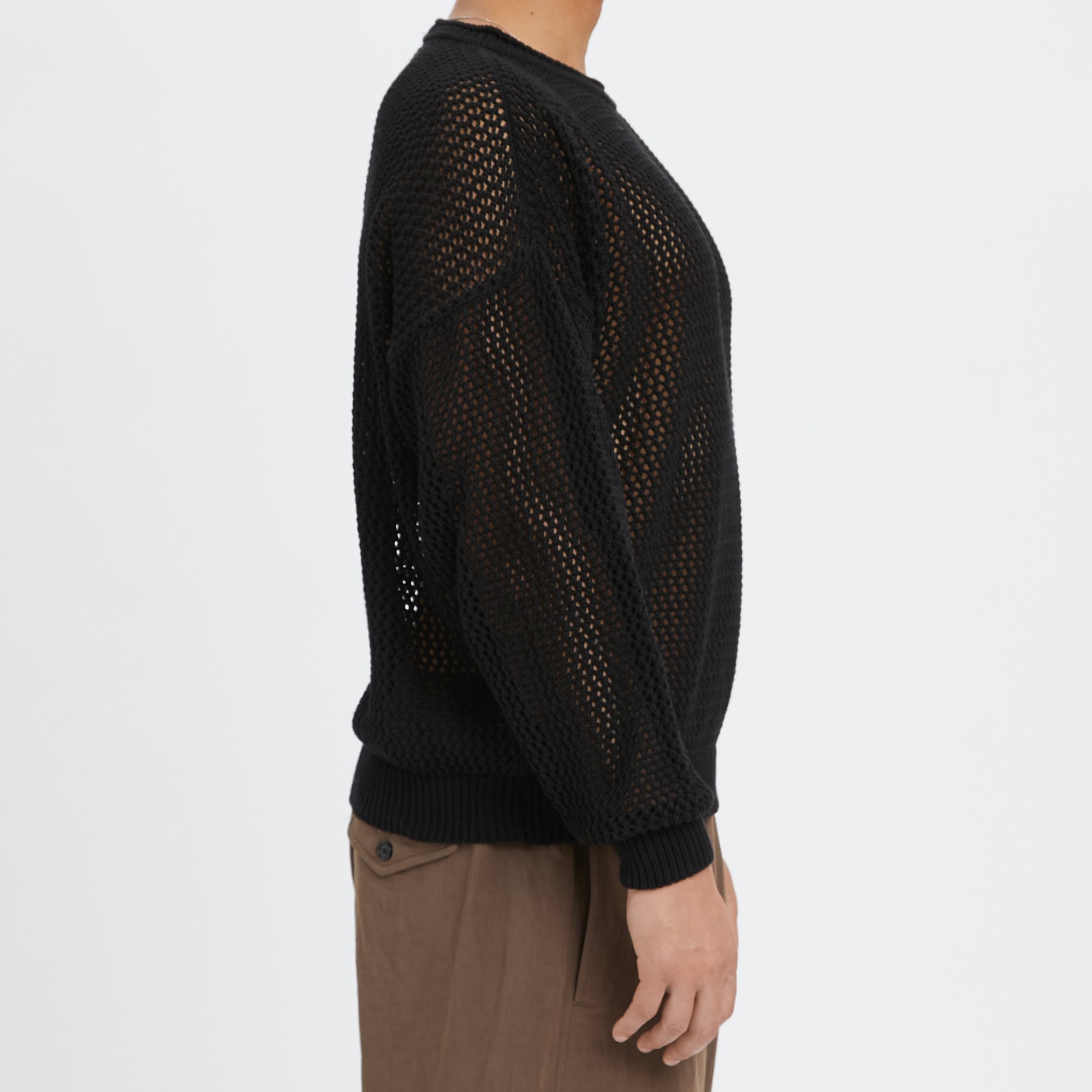 Open Knit Sweater - Black Cotton – s.k. manor hill