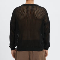 Open Knit Sweater - Black Cotton