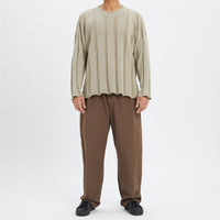 Rolling V-Neck Sweater - Beige Cotton
