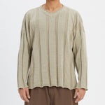 Rolling V-Neck Sweater - Beige Cotton