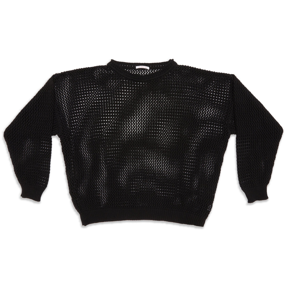 Open Knit Sweater - Black Cotton