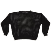 Open Knit Sweater - Black Cotton