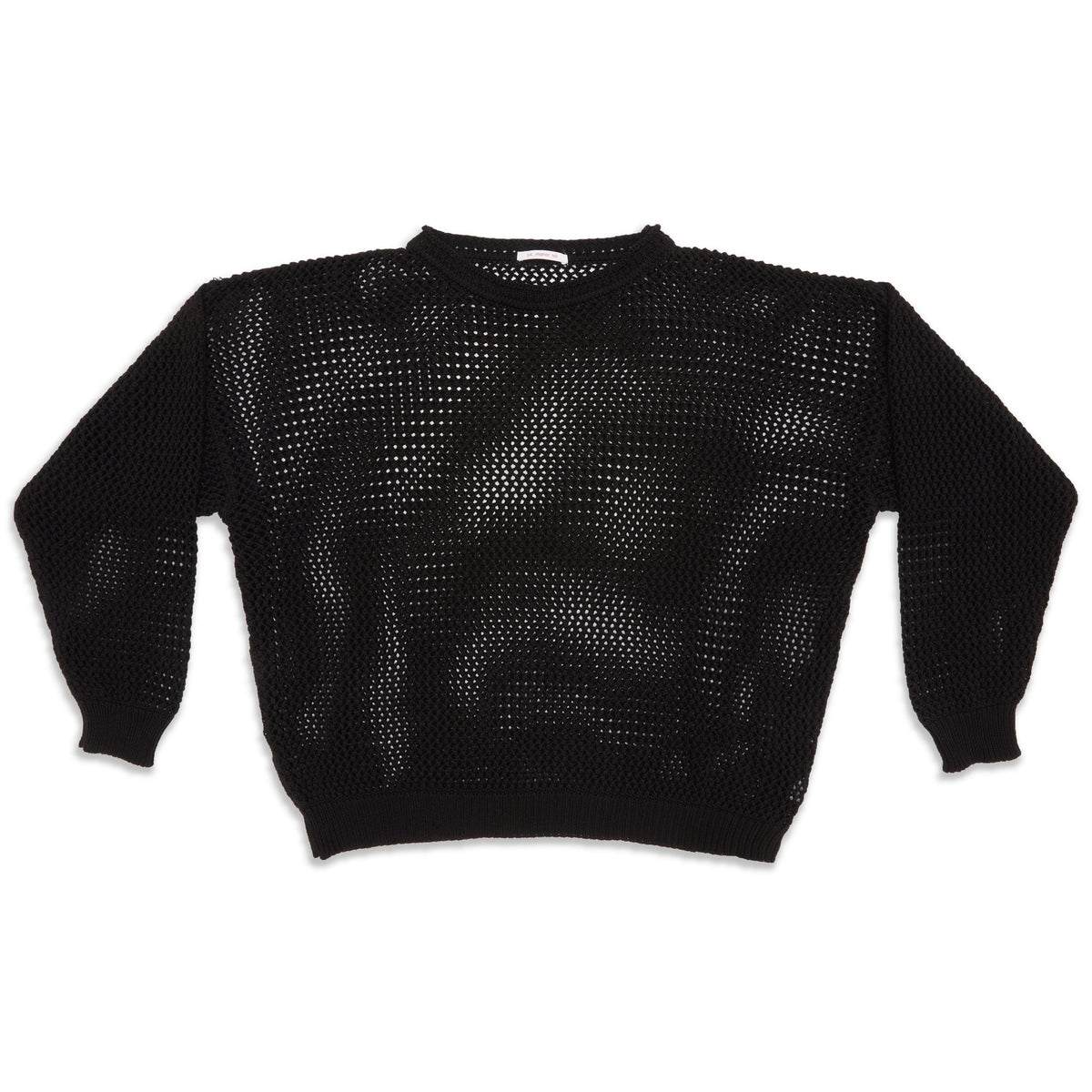 Open Knit Sweater - Black Cotton