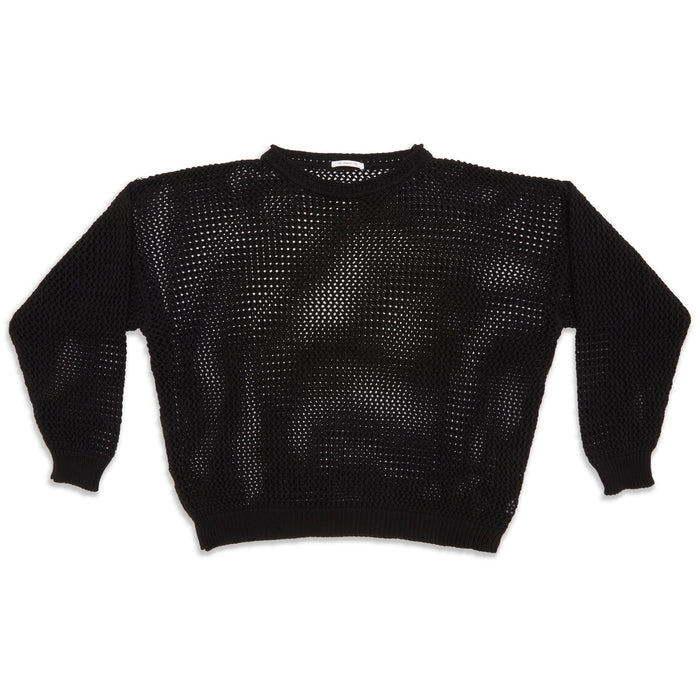 Open Knit Sweater - Black Cotton