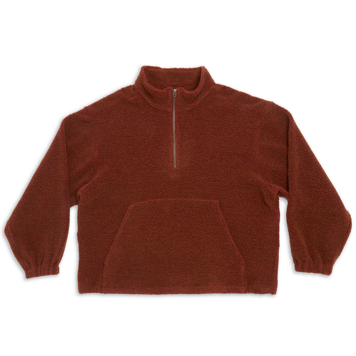 Half Zip Fleece - Brown/Magenta Wool Pile