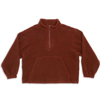 Half Zip Fleece - Brown/Magenta Wool Pile