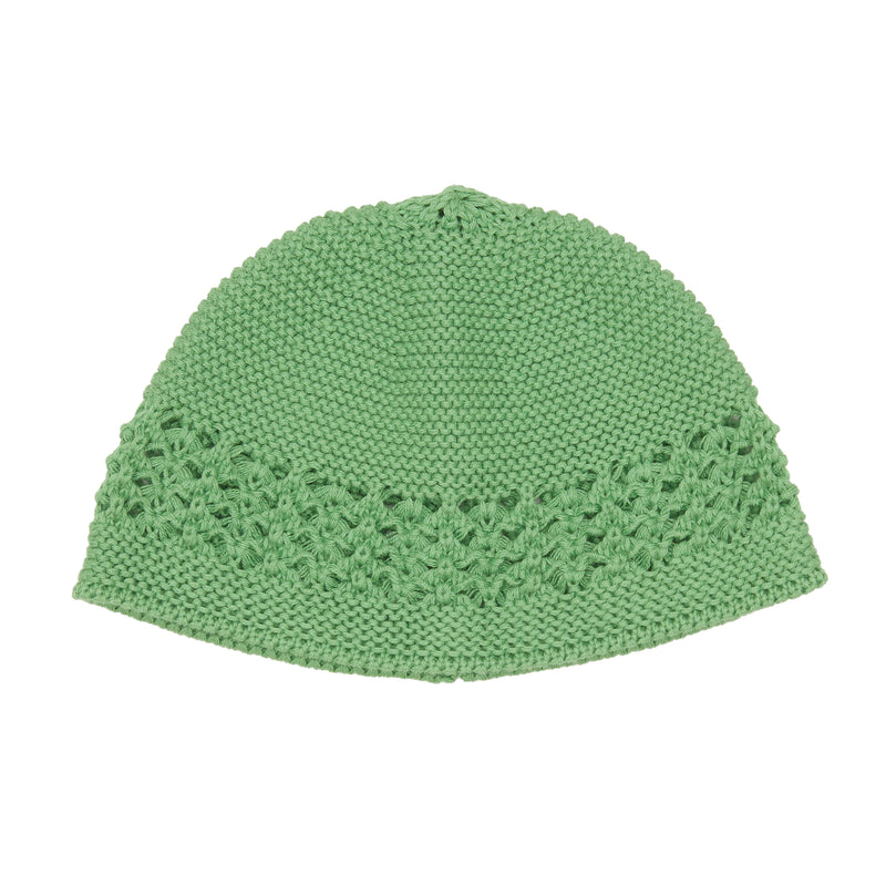 Knit Skull Cap - Emerald Green Cotton