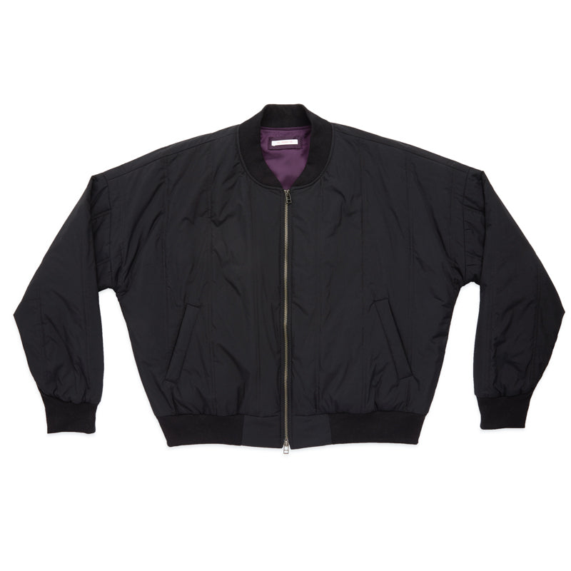 Reversible Bomber Jacket - Black Quilted Recycled Nylon WR