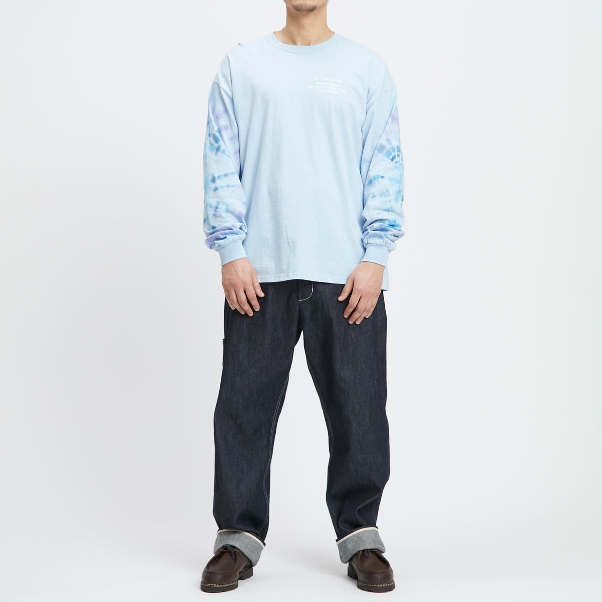 Tie-dye Biz LS T-Shirt - Light Blue Cotton