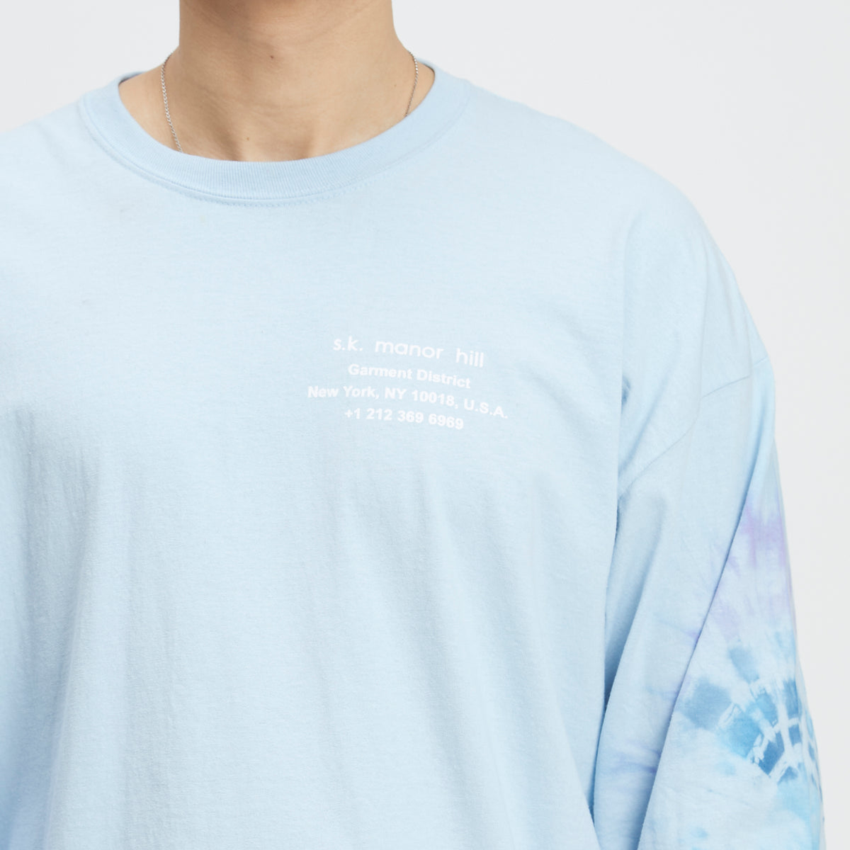 Tie-dye Biz LS T-Shirt - Light Blue Cotton