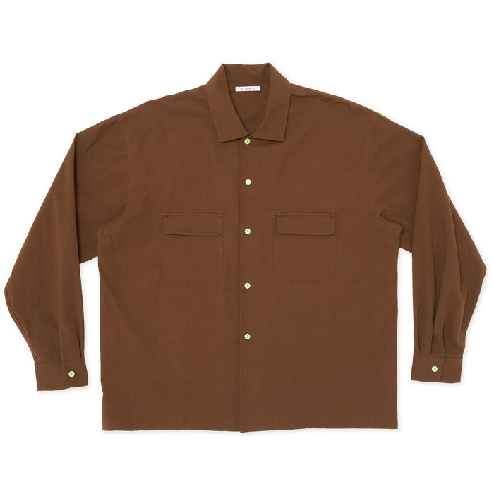 Warrick Shirt - Brown Puckered Cotton