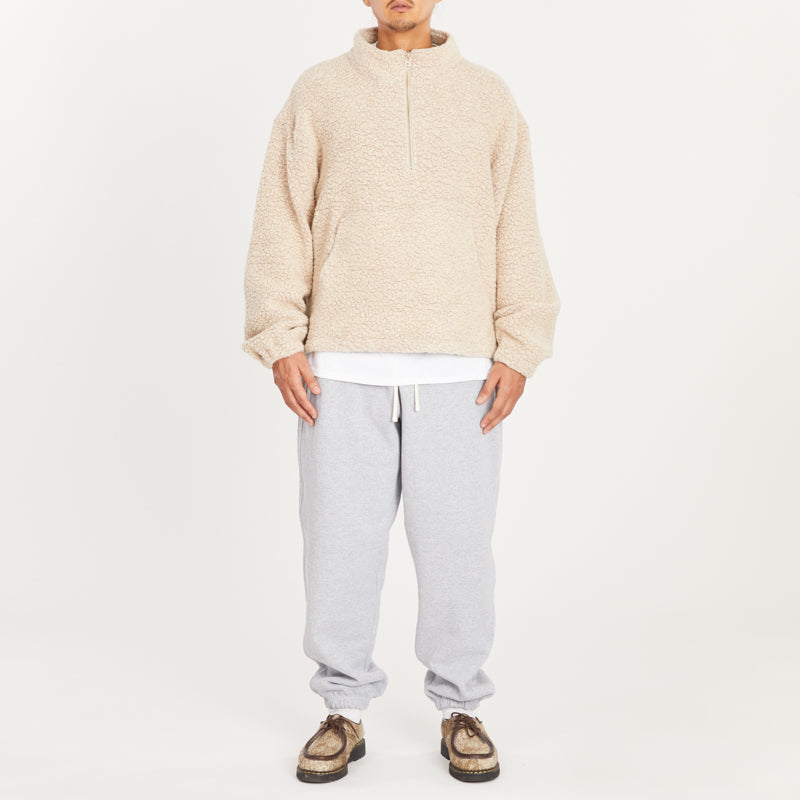 Half Zip Fleece - Beige Wool Pile (Pink Speckle)