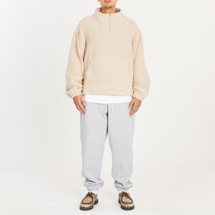 Half Zip Fleece - Beige Wool Pile (Pink Speckle)