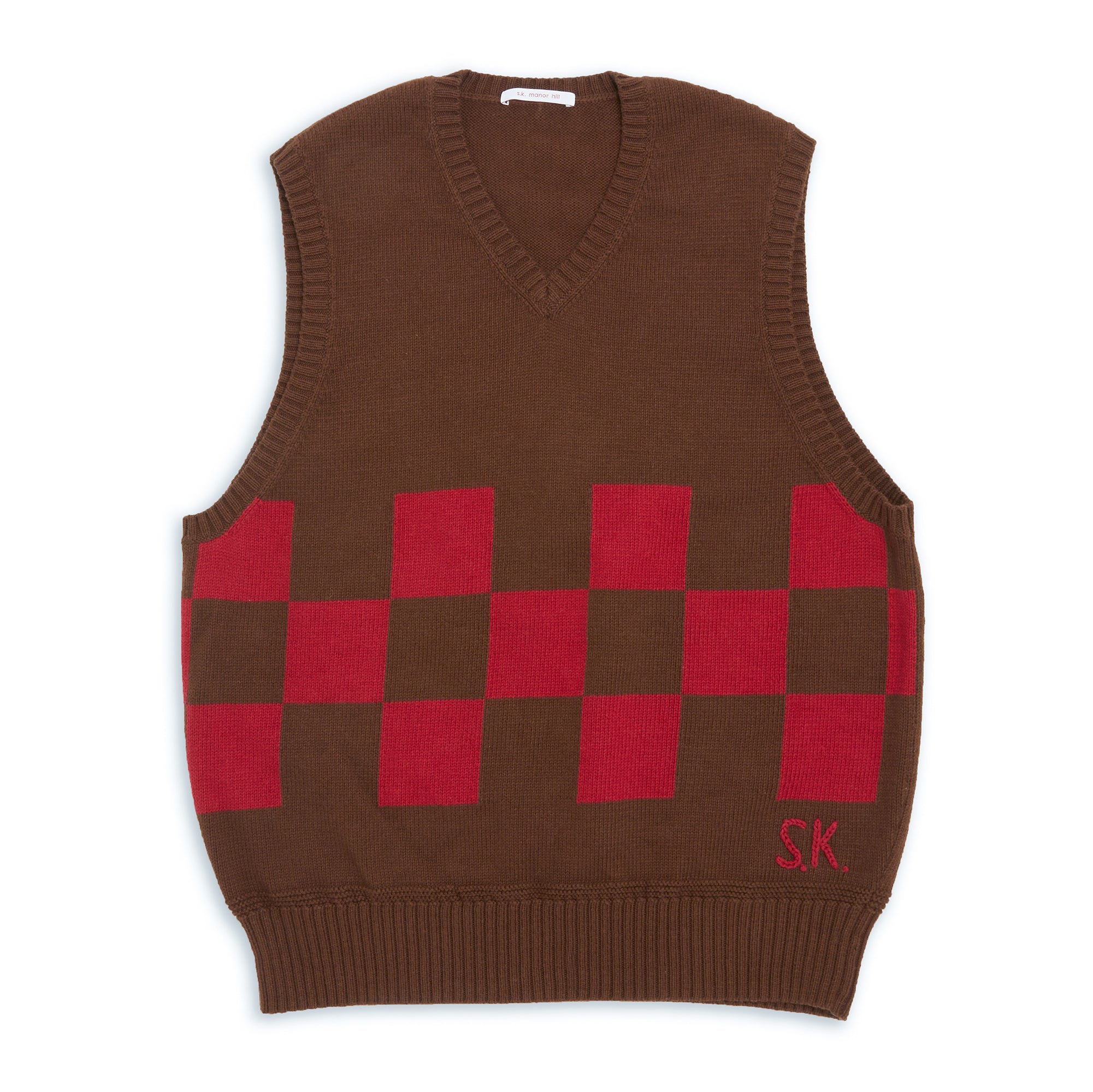 Sweater Vest - Brown & Red Checkered Cotton – s.k. manor hill