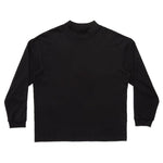 Ribbed Mock Neck Long Sleeve T-Shirt - Black