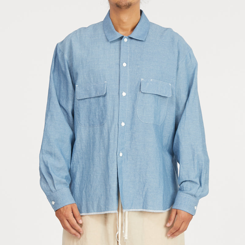 Moil Shirt - Indigo Cotton/Linen