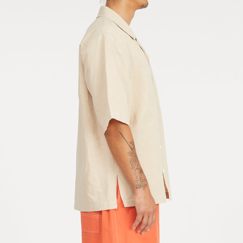 Aloha Shirt - Beige Linen/Cotton