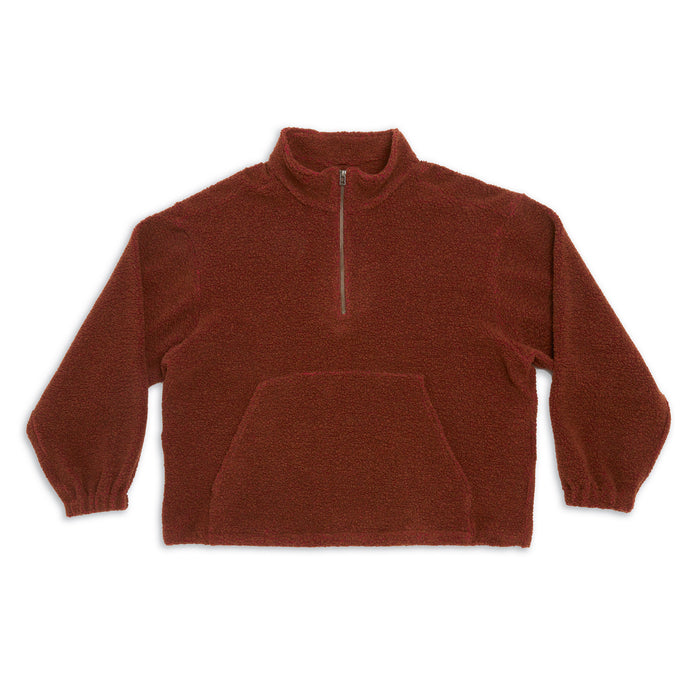 Half Zip Fleece - Brown Wool Pile (Magenta Speckle)
