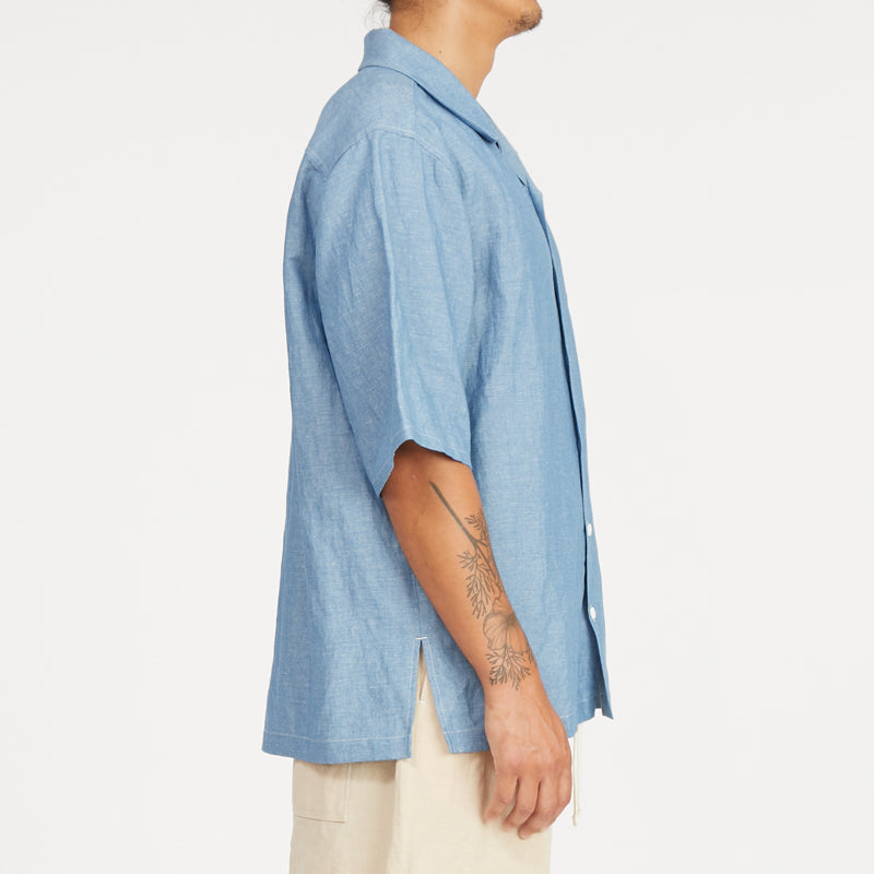 Aloha Shirt - Indigo Cotton/Linen