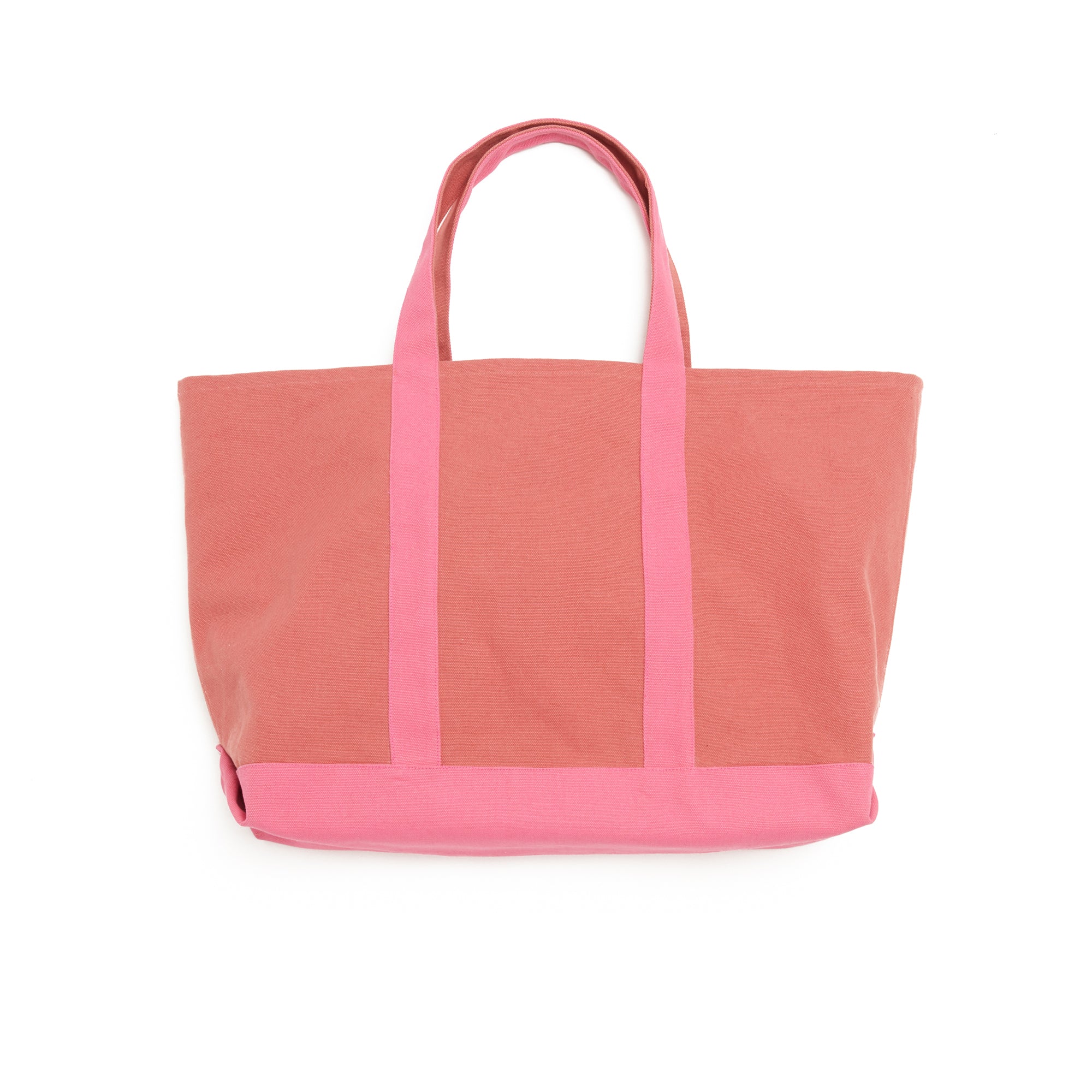 Merci cotton tote bag - Pink & Ecru