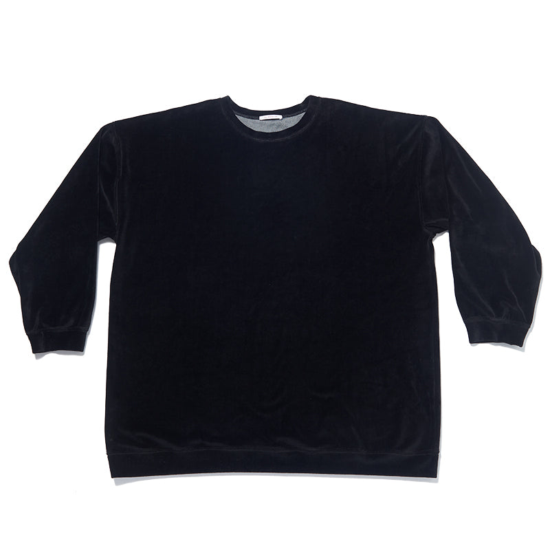 Oversized Velour Crewneck Sweatshirt - Black