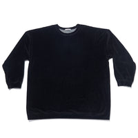 Oversized Velour Crewneck Sweatshirt - Black