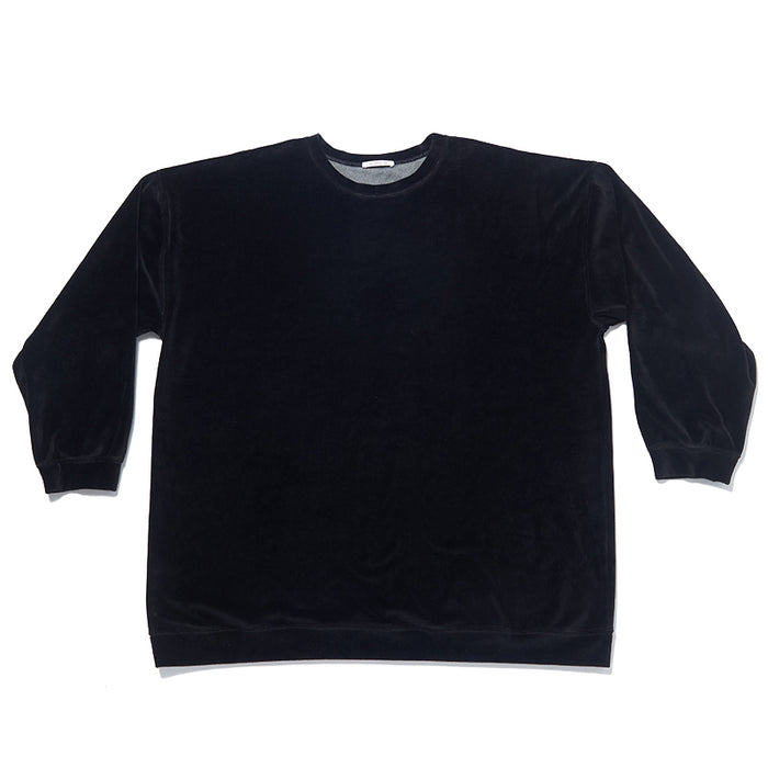 Oversized Velour Crewneck Sweatshirt - Black