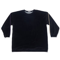 Oversized Velour Crewneck Sweatshirt - Black w/ Braid