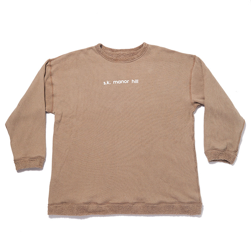 Oversized Reversible Pile Crewneck Sweatshirt - Taupe