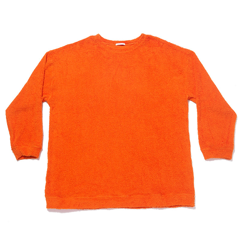 Oversized Reversible Pile Crewneck Sweatshirt - Orange Oversized Reversible Pile Crewneck Sweatshirt - Orange
