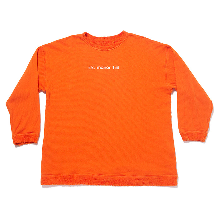 Oversized Reversible Pile Crewneck Sweatshirt - Orange