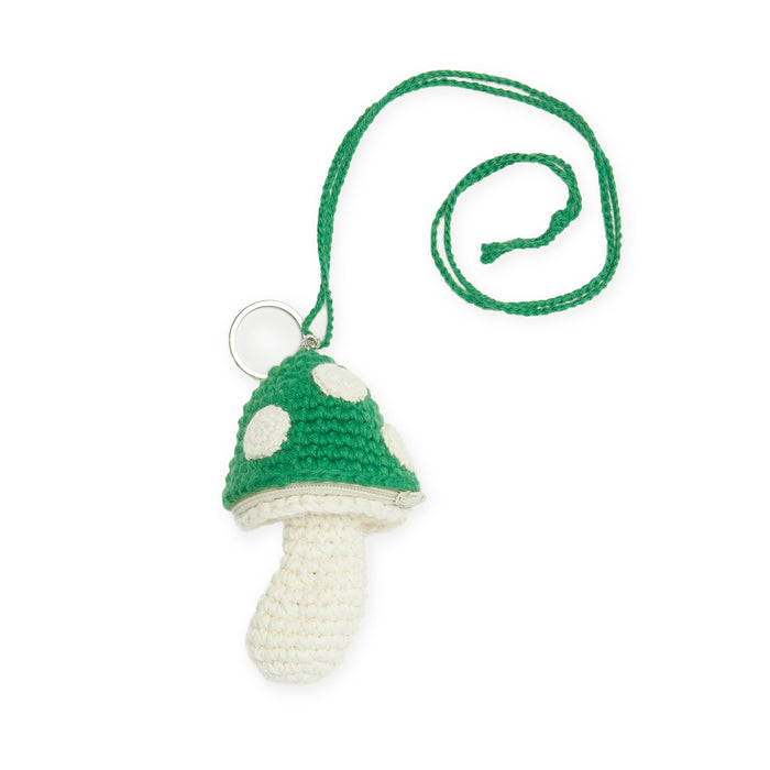 Medium Mushroom Keychain/Necklace – Green Cotton