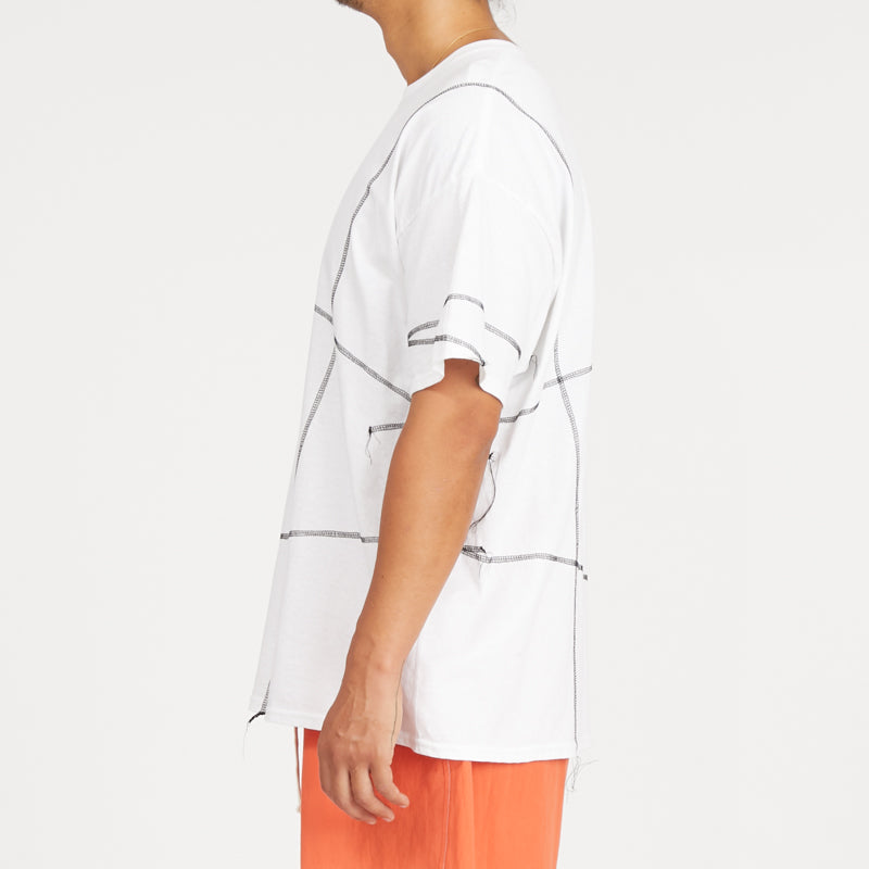 Cover Stitch T-Shirt - White w/ Black