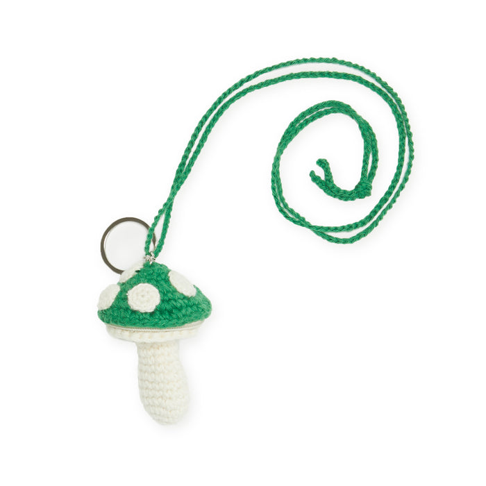 Small Mushroom Keychain/Necklace – Green Cotton