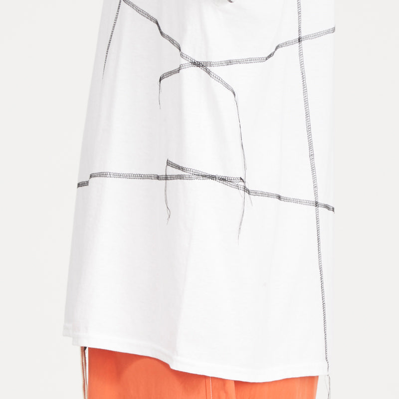 Cover Stitch T-Shirt - White w/ Black