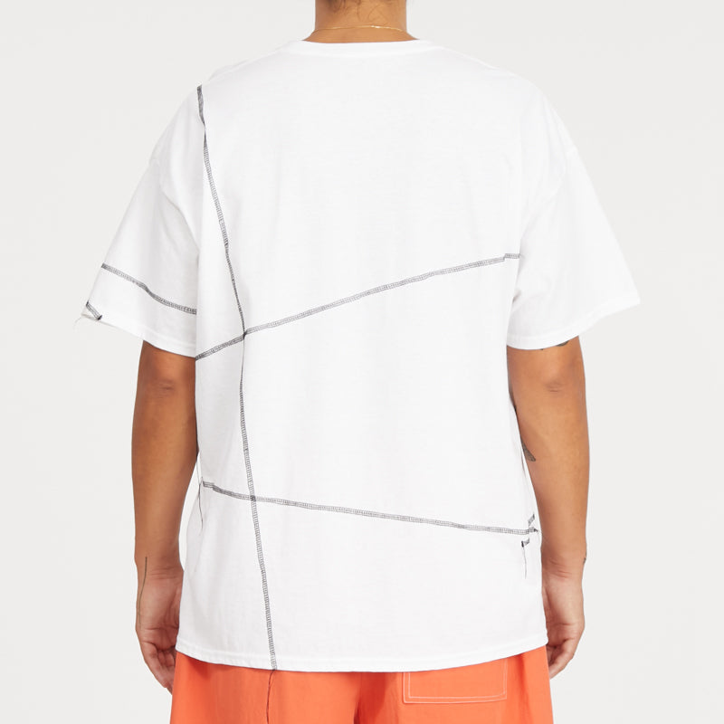 Cover Stitch T-Shirt - White w/ Black
