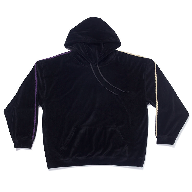 Velour Hoodie - Black w/ Braid