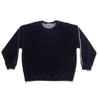 Velour Crewneck Sweatshirt - Black w/ Braid