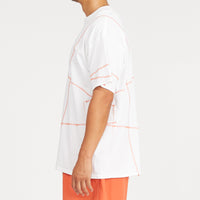 Cover Stitch T-Shirt - White w/ Orange
