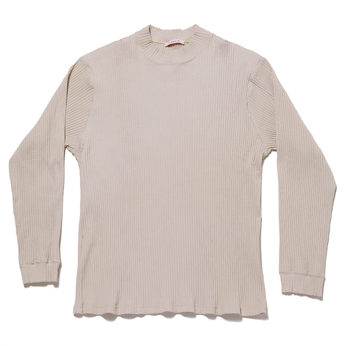 Long Sleeve Ribbed T-Shirt - Beige