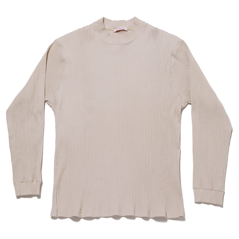 Long Sleeve Ribbed T-Shirt - Beige