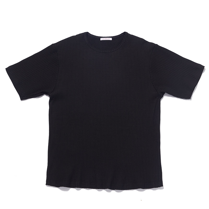 Short Sleeve Ribbed T-Shirt - Black