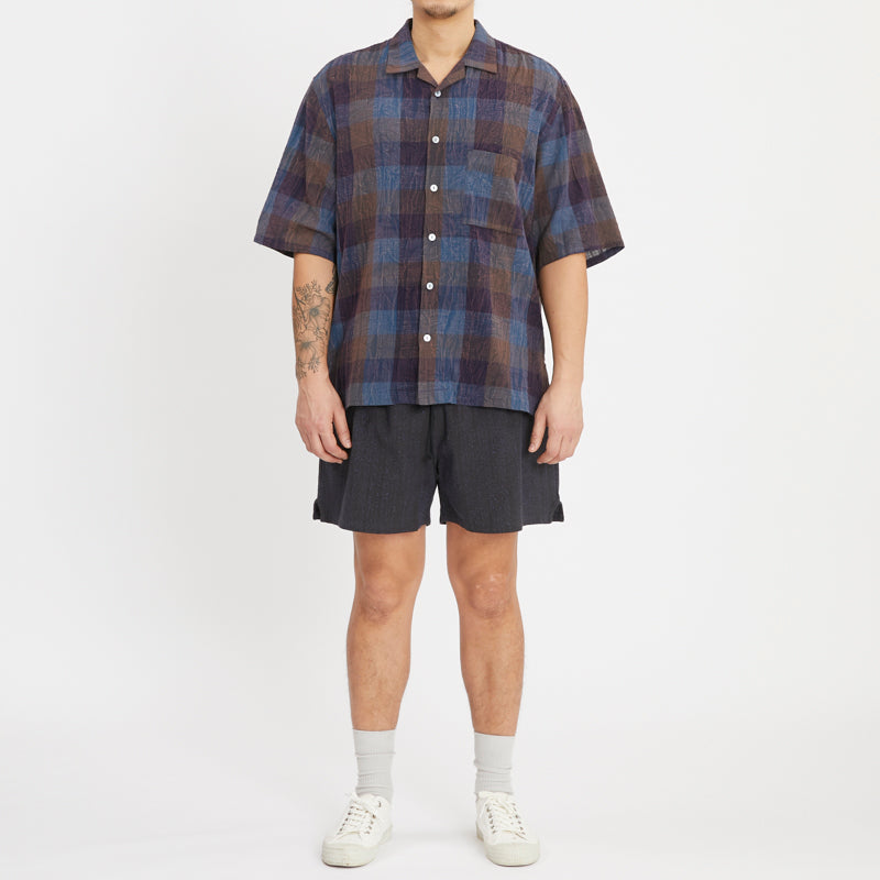 Aloha Shirt - Blue & Purple Plaid