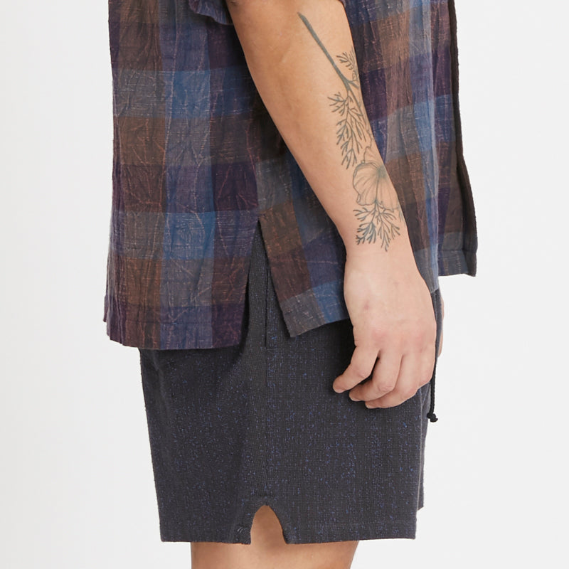 Aloha Shirt - Blue & Purple Plaid