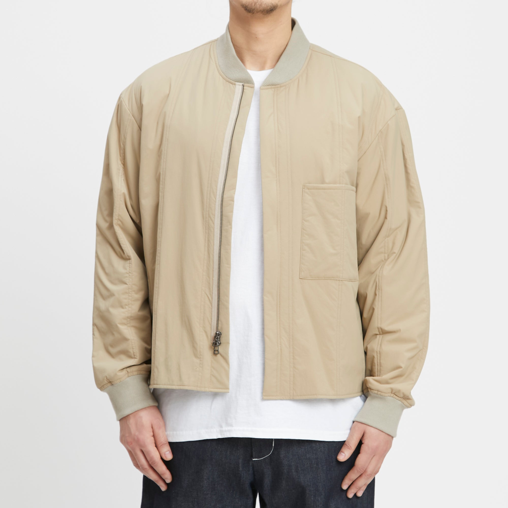 Reversible Bomber Jacket - Tan Quilted Recycled Nylon WR – s.k. manor hill