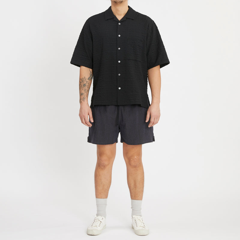 Aloha Shirt - Black Puckered